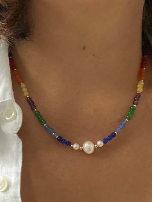 W.BEADS Tila Bead Multi Color Bohemia Freshwater Pearls Handmade Beading Necklace 2