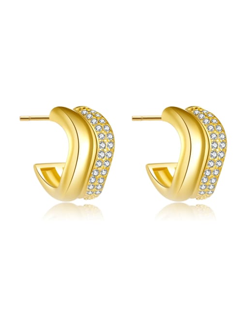 18k gold 925 Sterling Silver Cubic Zirconia Geometric Trend Stud Earring