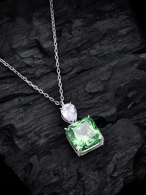 Safari green 925 Sterling Silver High Carbon Diamond Geometric Luxury Necklace