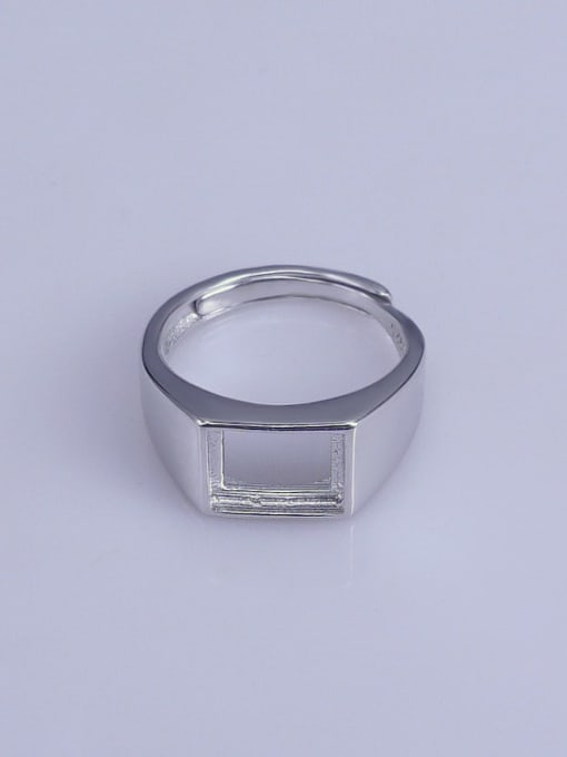 Supply 925 Sterling Silver 18K White Gold Plated Geometric Ring Setting Stone size: 7*9mm