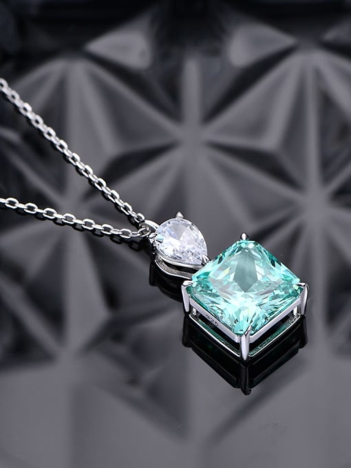 Paraibalu 925 Sterling Silver High Carbon Diamond Geometric Luxury Necklace