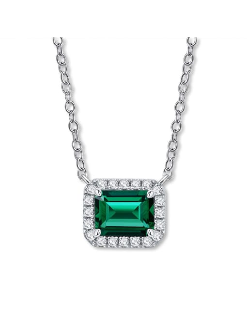 A&T Jewelry 925 Sterling Silver High Carbon Diamond Green Geometric Dainty Necklace 0