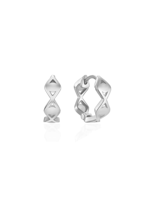 YUANFAN 925 Sterling Silver Geometric Minimalist Huggie Earring 2