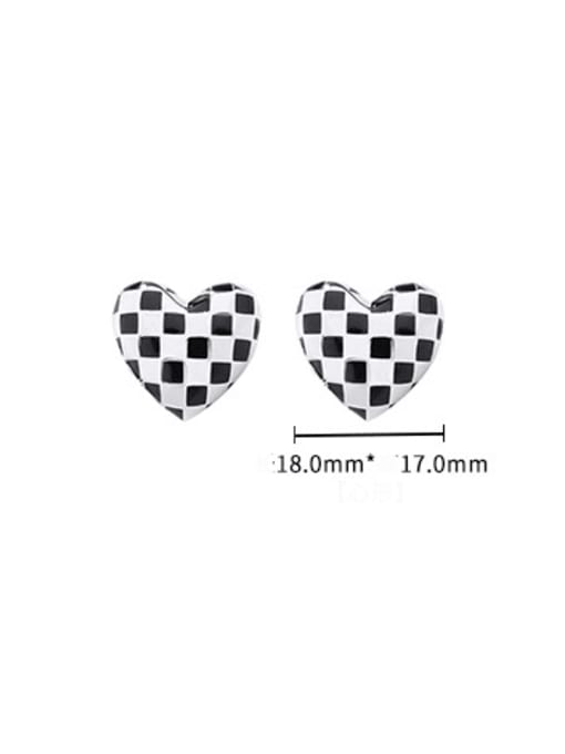 YUANFAN 925 Sterling Silver Enamel Heart Minimalist Stud Earring 2