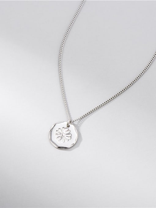 Sunflower round Card Necklace 925 Sterling Silver Minimalist  Sunflower Round Card Pendant Necklace