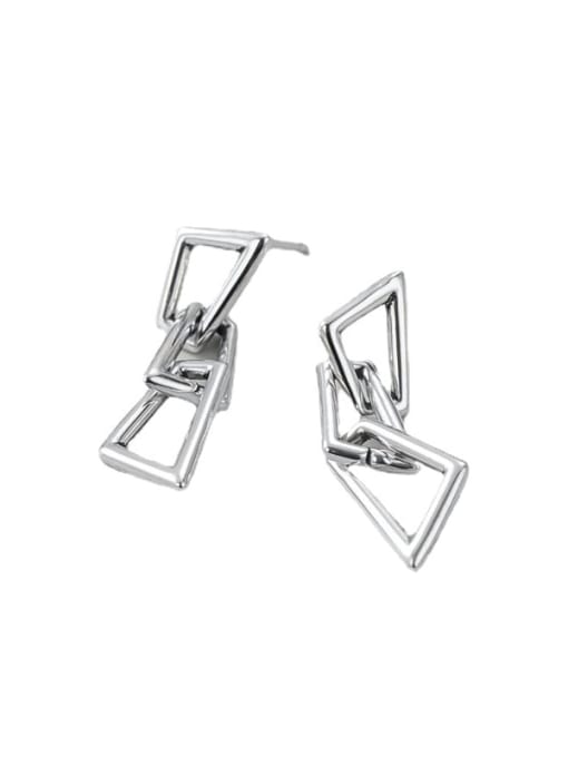 Geometric Chain Earrings 925 Sterling Silver Hollow Geometric   Minimalist Drop Earring