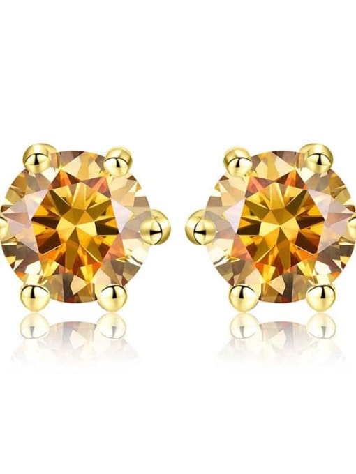 Gold (golden yellow diamond) 925 Sterling Silver Moissanite Geometric Dainty Stud Earring