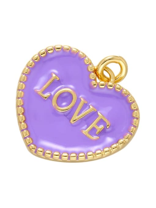 Purple on gold Heart Brass Enamel Trend Pendant