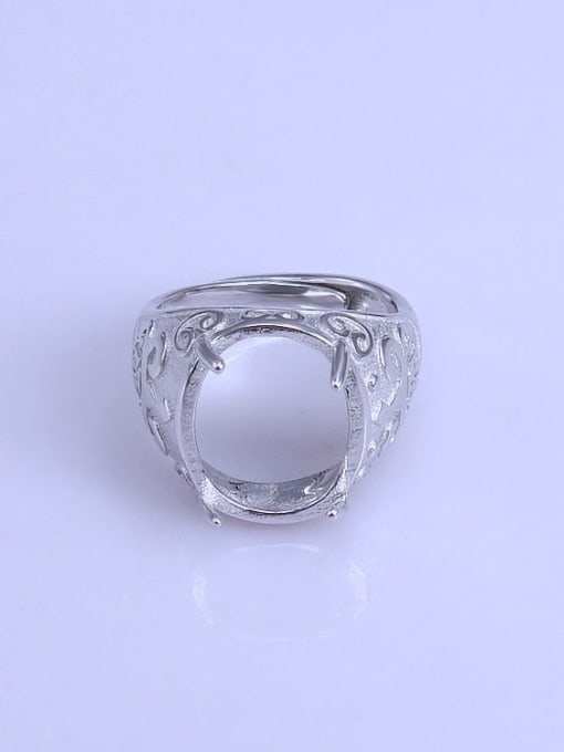 Supply 925 Sterling Silver 18K White Gold Plated Geometric Ring Setting Stone size: 14*18mm