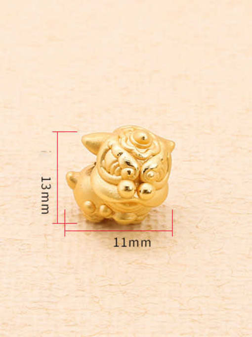 Golden color S999 pure silver antique color cute lion perforated beads