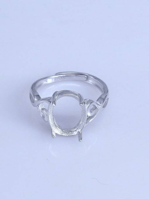 Supply 925 Sterling Silver 18K White Gold Plated Geometric Ring Setting Stone size: 10*13mm
