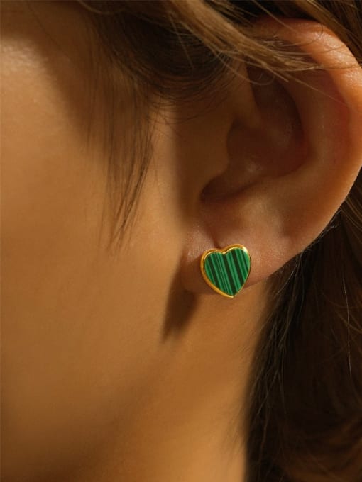 YUANFAN 925 Sterling Silver Enamel Heart Minimalist Stud Earring 1