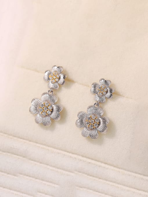 YUANFAN 925 Sterling Silver Minimalist Flower  Earring and Necklace Set 0