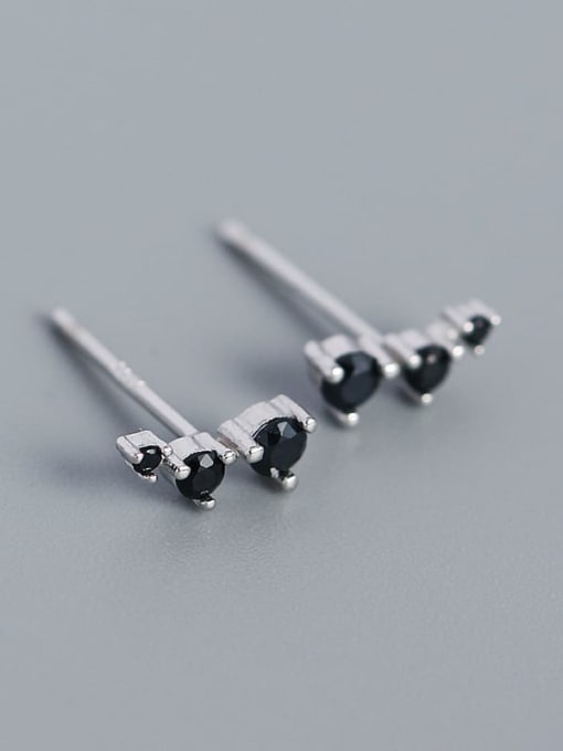 Platinum (Blackstone) 925 Sterling Silver Cubic Zirconia Geometric Minimalist Stud Earring