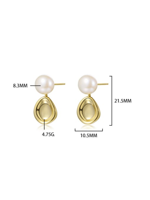 YUANFAN 925 Sterling Silver Imitation Pearl Geometric Minimalist Drop Earring 3