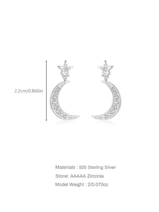 Silver plated 925 Sterling Silver Cubic Zirconia Moon Minimalist Stud Earring