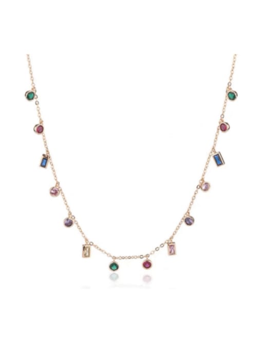 Colored zircon necklace Titanium Steel Cubic Zirconia Geometric Minimalist Necklace