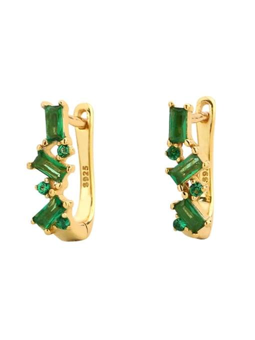 Gold colored D model 925 Sterling Silver Cubic Zirconia Geometric Minimalist Huggie Earring