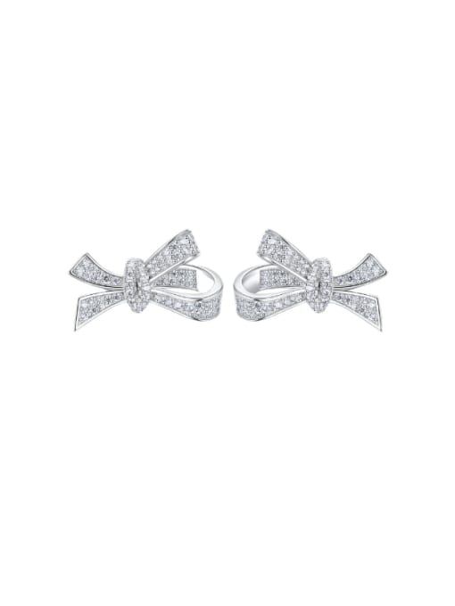 E115 Bow Earrings 925 Sterling Silver Cubic Zirconia Bowknot Luxury Stud Earring
