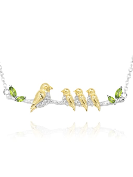 Diopside NECKLACE 3 925 Sterling Silver Natural Stone Bird Artisan Necklace