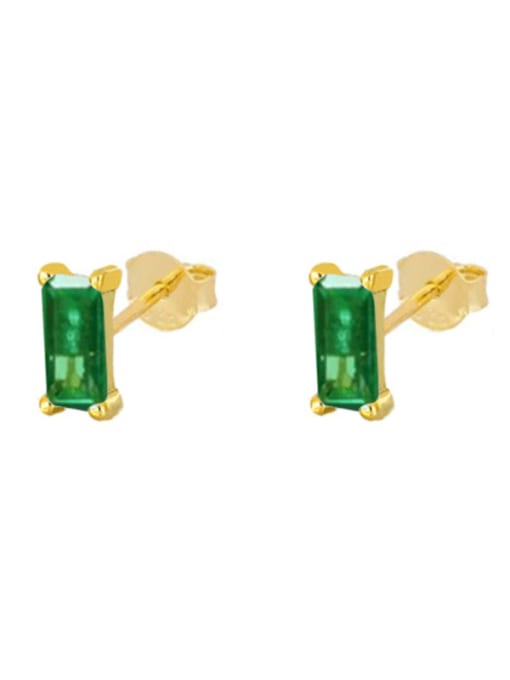 Golden+ emerald 925 Sterling Silver Cubic Zirconia Geometric Dainty Stud Earring