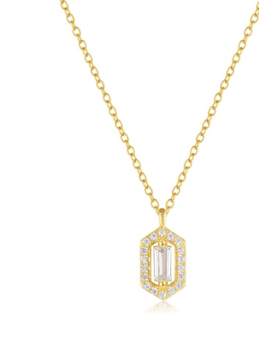 golden 925 Sterling Silver Cubic Zirconia Geometric Dainty Necklace