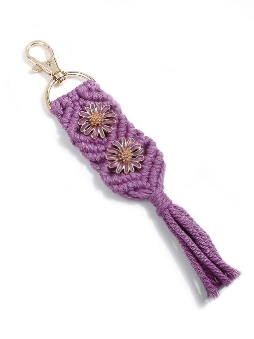 Purple k68191 Alloy Cotton Rope Tassel Bohemia Hand-Woven Bag Pendant