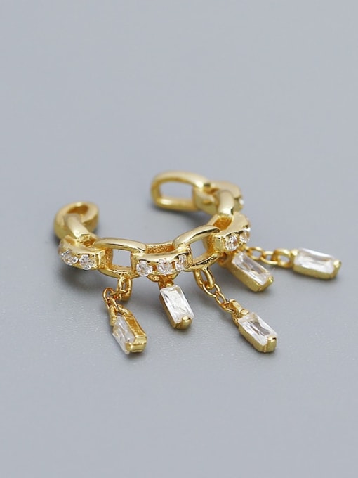 Gold color (Single-Only One) 925 Sterling Silver Cubic Zirconia Geometric Vintage Single Earring(Single-Only One)