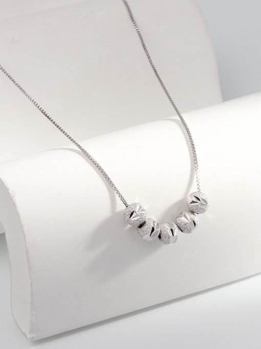 Platinum 925 Sterling Silver Bead Minimalist   transport beads Necklace