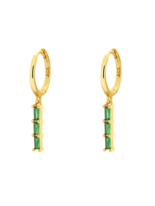 Gold colored Type I 925 Sterling Silver Cubic Zirconia Geometric Minimalist Huggie Earring