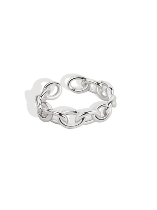 PNJ-Silver 925 Sterling Silver Geometric Chain Minimalist Band Ring 0
