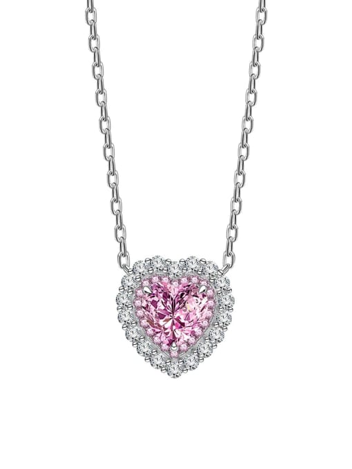 A&T Jewelry 925 Sterling Silver Cubic Zirconia Heart Dainty Necklace