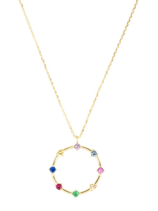 Gold color 925 Sterling Silver Cubic Zirconia Geometric Minimalist Necklace