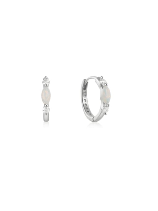 YUANFAN 925 Sterling Silver Opal Geometric Dainty Huggie Earring 3