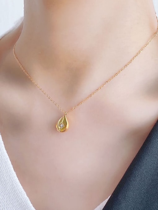 Water Drop Gold Necklace Titanium Steel Cubic Zirconia Water Drop Minimalist Necklace