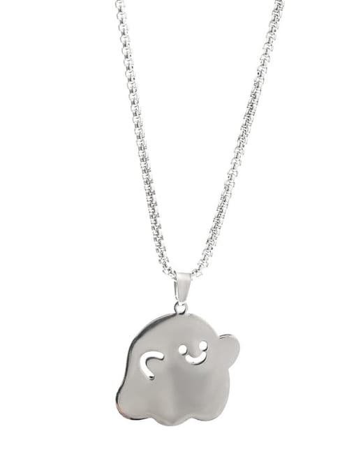 Hugging the little ghost Titanium Steel Icon Minimalist Long Strand Necklace