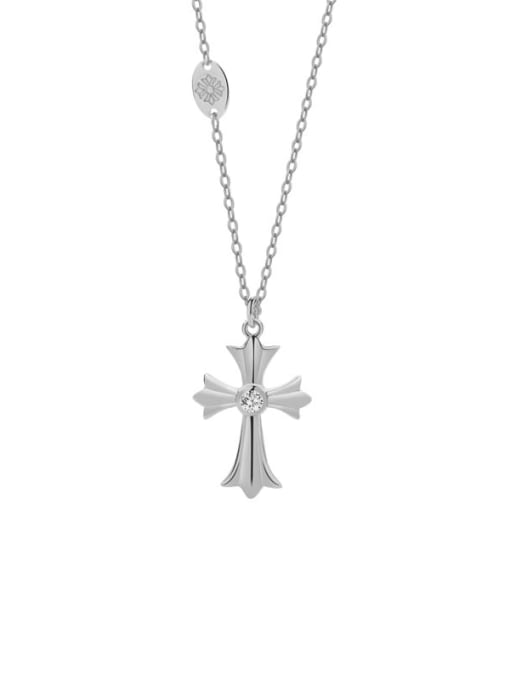 A2875 Platinum 925 Sterling Silver Cross Minimalist Regligious Necklace
