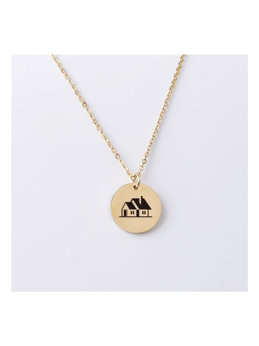 MEN PO Stainless Steel Animation House Pattern Necklace