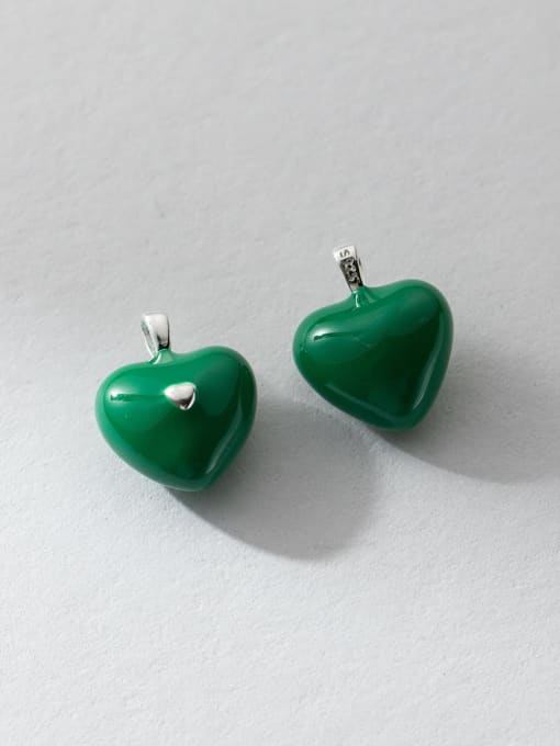 Green 925 Sterling Silver Minimalist Heart DIY Pendant