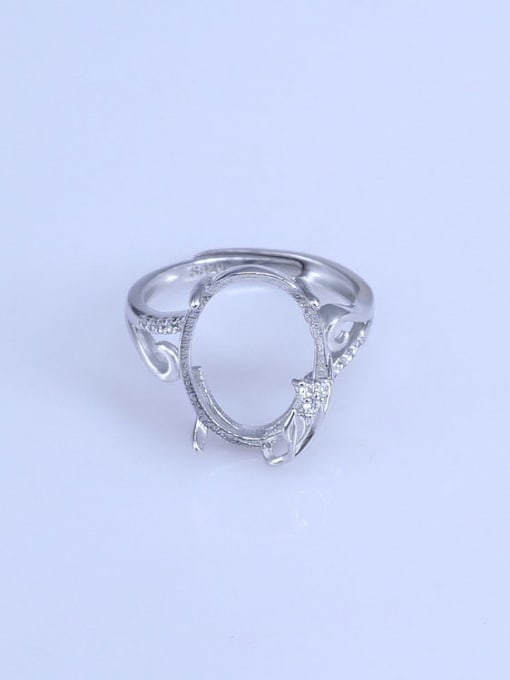 Supply 925 Sterling Silver 18K White Gold Plated Geometric Ring Setting Stone size: 10*12 12*16 13*18MM 0