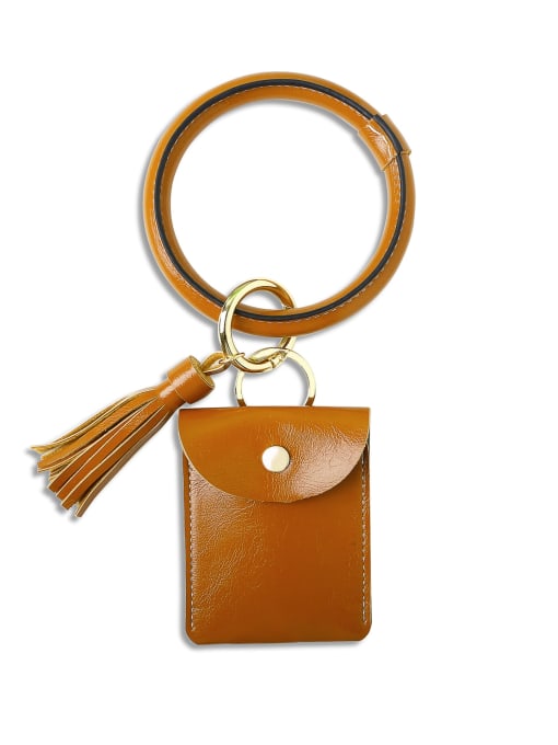 Coffee k68198 Alloy Leather Coin purse Hand Ring Key Chain
