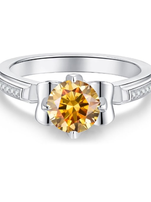 1 Carat (Golden Mosang Diamond) 925 Sterling Silver Moissanite Flower Dainty Band Ring