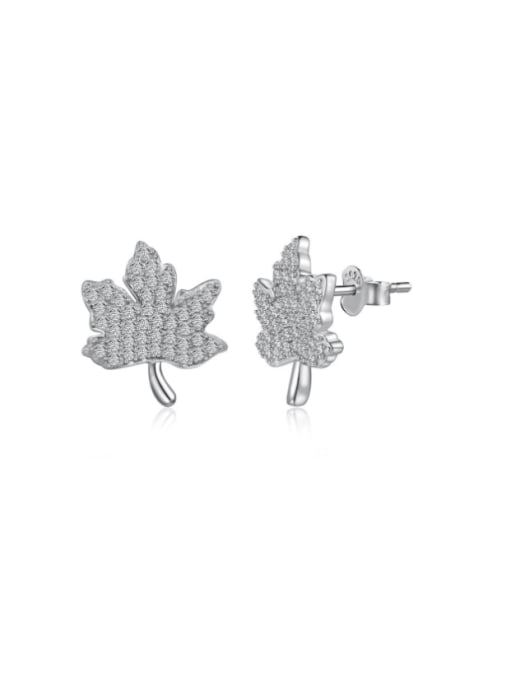 STL-Silver Jewelry 925 Sterling Silver Cubic Zirconia Leaf Luxury Cluster Earring 0