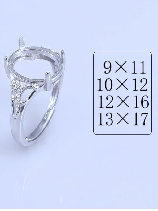 Supply 925 Sterling Silver 18K White Gold Plated Round Ring Setting Stone size: 9*11 10*12 12*16 13*17MM 3