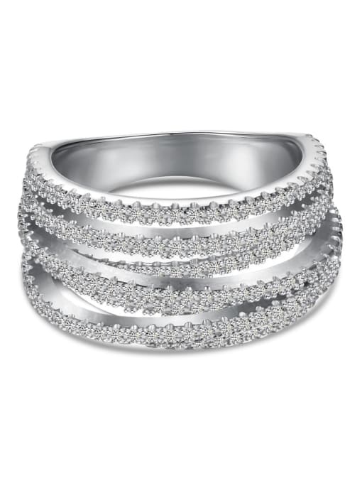Platinum DY120899 S W WH 925 Sterling Silver Cubic Zirconia Geometric Luxury Stackable Ring