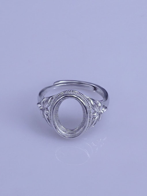 Supply 925 Sterling Silver 18K White Gold Plated Geometric Ring Setting Stone size: 9*12mm 0