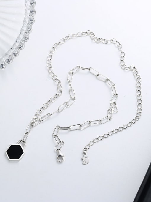 TAIS 925 Sterling Silver Enamel Geometric Vintage Necklace 2