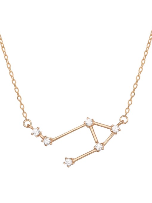 A802 Libra with champagne gold plating 925 Sterling Silver Cubic Zirconia Constellation Minimalist Necklace