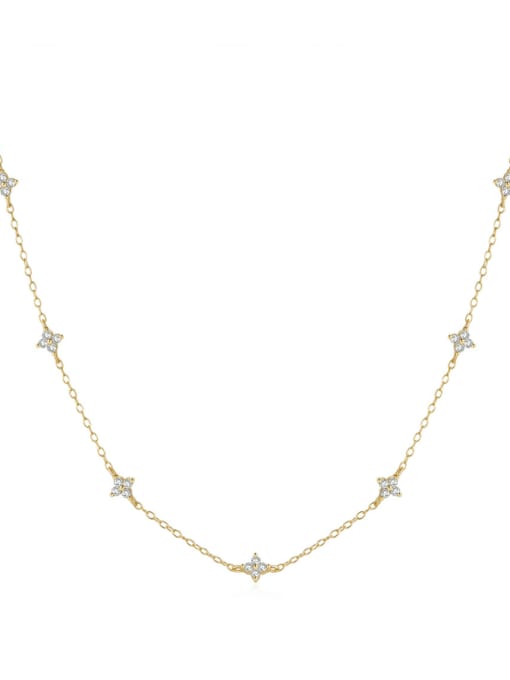 golden 925 Sterling Silver Cubic Zirconia Star Minimalist Necklace