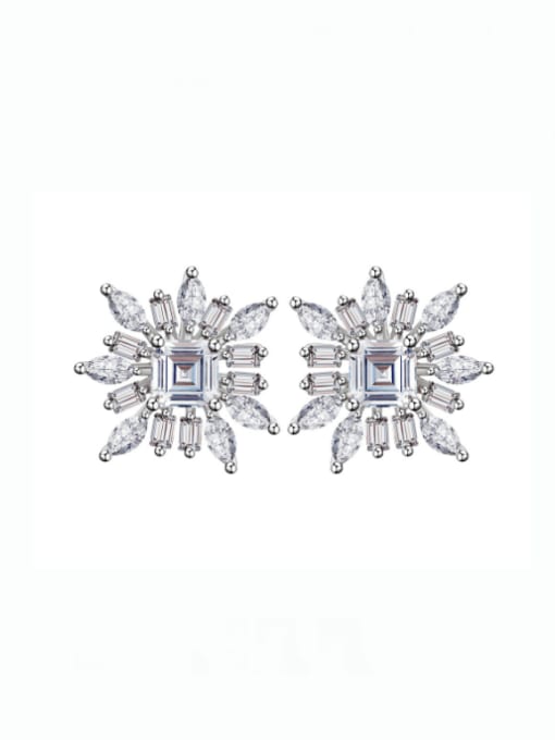 A&T Jewelry 925 Sterling Silver Cubic Zirconia Geometric Luxury Stud Earring 0